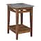 Walker Edison 18" Dark Concrete & Reclaimed Barnwood Farmhouse Trim Side Table